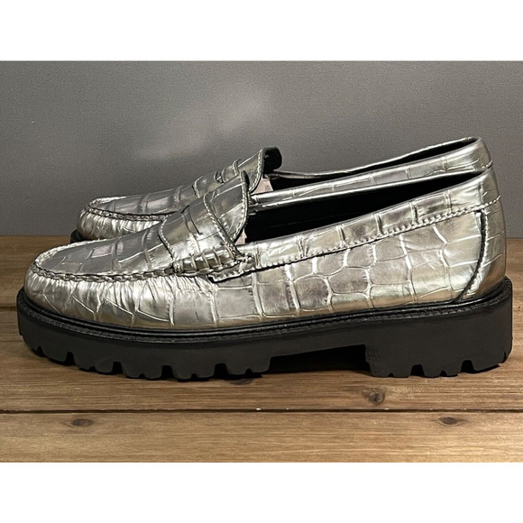 G.H. Bass Weejuns Women's Whitney Super Lug Loafer Size 9.5 Silver Metallic - Picture 7 of 15